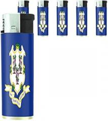 Connecticut State Flag Lighters S1 Set of 5 Electronic Flame Cigarette Smoking