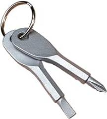 2PCS Mini Keychain Screwdriver Set Compact Steel Phillips and Flathead Heads 2 or 4 Piece Repair Tool for Camping EDC Electronics, Silver