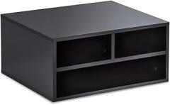 Printer Stand Rack Desktop Printer Stand Wooden Multi-Purpose Desktop Storage Organizer Shelves Fax Stand Scanner Stand for Home and Office Black Copier Organizer Shelf