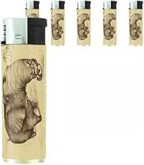 JS & Caren Elephant Art Scene Set of 5 Lighters S40 Electronic Refillable Flame Cigarette Smoking