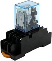 50Pc MY4NJ Electronic Micro Mini Electromagnetic Relay 5A 14PIN Coil 4DPDT with PYF14A Socket Base DC12V 24V AC110V 220V LED(AC 220V)