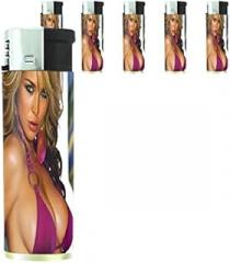 Australian Pin Up Girl Lighters S7 Set of 5 Electronic Refillable Flame Cigarette Smoking