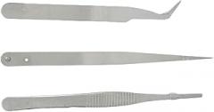 3-Piece Stainless Steel Tweezers Set for Small Object Picker, Electronic Repair Tools, Technician Tool Kit, Home and Industrial Use