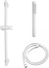 White Sliding Rod Manual Shower Set, Brass Handheld Shower, Adjustable Stainless Steel Rod, 1.5m Shower Hose
