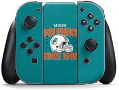 Skinit Decal Gaming Skin Compatible with Nintendo Switch Joy Con Controller - Officially Licensed NFL Miami Dolphins Helmet Design