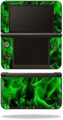 MightySkins Skin Compatible with Nintendo 3DS XL - Green Flames | Protective, Durable, and Unique Vinyl Decal wrap Cover | Easy to Apply, Remove, and Change Styles | Made in The USA