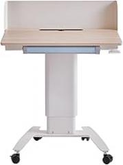 Mobile Wooden Podium Stand,Standing Height-Adjustable Desk,Equipped Solid Wood Tabletop and Storage Drawers,200kg Load Capacity