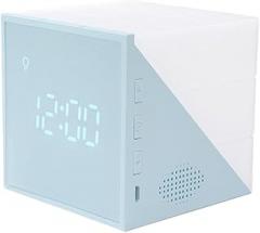 LED Touch Voice-Activated Light Smart Alarm Clock Cube Digital Electronic Smart Digital Desk Clock(Blue)
