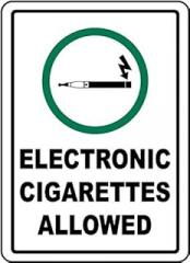 Electronic Cigarettes Allowed Sign Facility Signs No Smoking Designated Area Metal Tin – 8 x 12 Inch for Home or Work