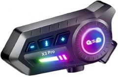 Motorcycle Helmet Bluetooth Headset, IP67 Waterproof, Voice Assistant, Type-C Charging, Two-in-One Microphone, Ambient Light (X3)