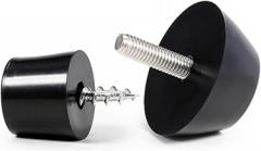 4 Pcs Black Cone-Shaped Silent Rubber Foot Pads with Nuts and Washers Dia 32-50mm, Suitable for Furniture, Electronic Equipment, Tables and Chairs(32 * 27 * 30mm)