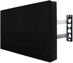 Outdoor TV Cover Black 210D Oxford Waterproof Windproof Dustproof with Remote Pocket for Patio Poolside Restaurant Flat Screen Protection Compatible with Multiple(40-42英寸)