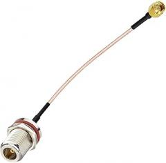 DHT Electronics RF coaxial Coax Cable Assembly SMA Male to N Female Bulkhead 6''