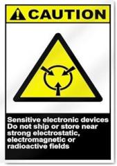Electric Static and Grounding - Sensitive Electronic Devices Do Not Ship Near Strong Electrostatic, Electromagnetic Or Radioactive Fields Caution Signs Metal Sign 8 x 12 Inch