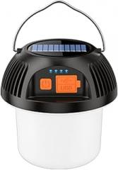 Camping Lantern Solar Rechargeable, LED Tent Light Ultra Bright for Camping Portable Ultra Bright LED Torch, USB Charger, Electronic Lantern for Outdoor (Eclectic, Black-1 Pack)