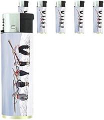 Vintage Retro Skiing Skier Skis Set of 5 Lighters S47 Electronic Refillable Flame Cigarette Smoking