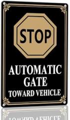 Stop Automatic Gate Opens Inward Aluminum Sign 12×16in, Sturdy Aluminum Metal Signs Rust Free, Gate Warning Safety Signs, Prevent Injuries Damage to Electronic Gates Sign
