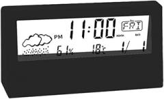 for Thermo-Hygrometer Clock with Electronic Alarm, Indoor Temperature and Humidity Monitor for Home Office School, 20-89% RH for Range, Black/White, 1 PCS