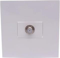 1-Port F-Type Coaxial Cable TV Wall Plate DTV Socket (White) 86x86mm