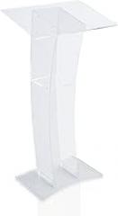 OUKANING Acrylic Podium Stand Pulpits for Churches with a Storage Board Lectern Podium Table for Conference Speech School Weddings Event Reception, 44.9in Height