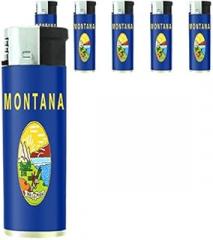 Montana State Flag Lighters S1 Set of 5 Electronic Flame Cigarette Smoking