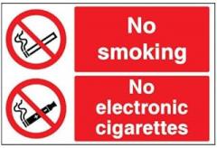No Smoking - No Electronic Cigarettes - Smoking Prohibition Sign Metal Sign Decorative Wall Plaque, 12 X 8 inch