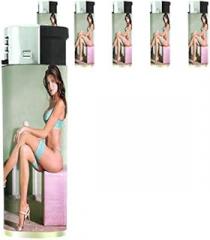 California Pin Up Girls Model Set of 5 Lighters S9 Electronic Refillable Flame Cigarette Smoking