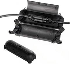 Outdoor Cable Junction Box, one in one Out Electronic Wire Terminal, Waterproof Socket Junction Box, Durable Plastic, Black