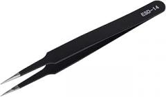 ESD14 Stainless Steel Anti static Tweezers Set Storage Box, Craft Manufacturing Electronic Repair Jewelry Making with Plastic Sleeve