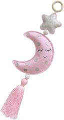 Milisten Moon Star Tassel Pendant Indoor Hanging Decor for Room, Fabric with Wooden Ring, Delicate Bohemian Wall Ornament, Single Piece Random Color