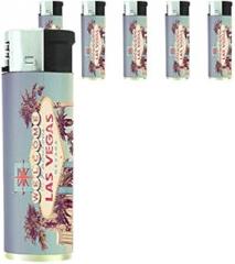 Vintage Las Vegas Strip Lighters S10 Set of 5 Electronic Flame Cigarette Smoking