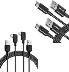 Anker USB A to USB C Cable - 6ft 2 Pack, Right Angle Braided, Type C Charger