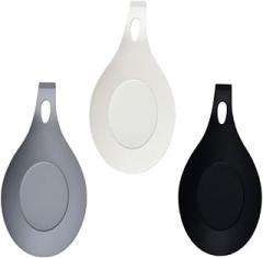 Milisten 3pcs Tpe Spoon Rest Set for Kitchen Utensils Heat Resistant Spoon Holder for Stove Top Countertop Cooking Utensil Rest in Gray Black White