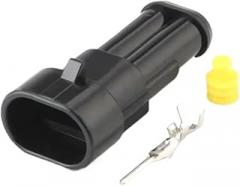 5 Set 2 Pin Car Water Proof Electronic Wire Connector Tail Clip Male Female Electrical Harness Plug 282080-1 282104-1(Black)