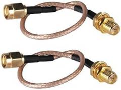 2PCS DHT Electronics 15cm FPV Antenna Extension Cable RP-SMA Male to RP-SMA Female Antenna Adapter