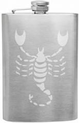 Scorpio Zodiac Symbol Silhouette 8th Sign Scorpion - 8 oz Etched Hip Flask