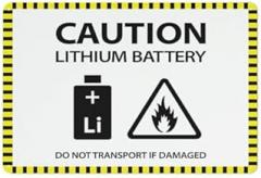 Caution Lithium Battery Sign, UV-Ink Printed Aluminum & Rust-Free - Fit Laboratory, Factory Battery Zone, Electronics Store, Workshop, Weatherproof 12