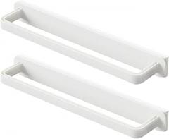 Milisten 2pcs Wall Mounted Sliding Towel Rack and Slippers Storage Holder, White Non-Drill Push-Pull Design, Space-Saving Bathroom and Kitchen Organization Solution