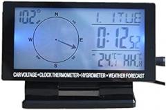 Digital Car Outdoor/Indoor Dual Thermometer Tempeure Sensor Vehicle Clock LCD Display Backlight Calendar Car Electronic Clock Tempeure Meter Compass Digital