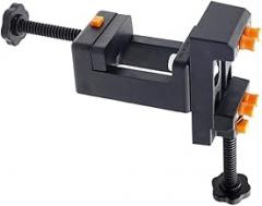 TEHAUX Mini Walnut Carving Bench Clamp Vise Double Jaws Table Vise for Jewelry Model Making and Electronics Black Firm Grip Design with Grooved Feet