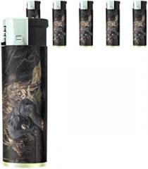 Elephant Art Scene Set of 5 Lighters S31 Electronic Refillable Flame Cigarette Smoking