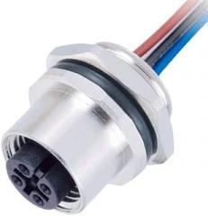 10pcs 5Pin M12 Female Connector Panel Rear Mounting Connector With 1M Electronic Wires