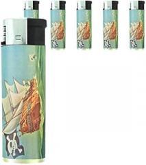 Vintage Pirate Ship Lighters S4 Set of 5 Electronic Flame Cigarette Smoking Retro High Seas