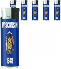 Wisconsin State Flag Lighters S1 Set of 5 Electronic Flame Cigarette Smoking