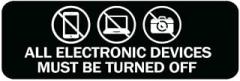 All Electronic Devices Must Be Turned Off Sign Stickers, 10X3 Inch Acrylic Plaque with Strong Adhesives for Door Office Business Outdoor, White Letters On Black Background