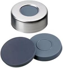 ND20 Aluminum Crimp Cap (10mm Hole) with Butyl/PTFE Septa, pk.100