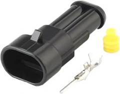 Car Connector 5 Set 2 Pin Car Water Proof Electronic Wire Connector Tail Clip Male Female Cable Electrical Harness Plug 282080-1 282104-1(Black)