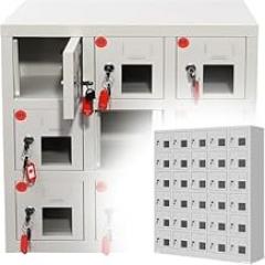 Stylish 9-Slot Wooden Cell Phone Lockers for Office - Secure Storage Case for Employee Devices, Perfect Organizer for Personal Electronics & Accessories