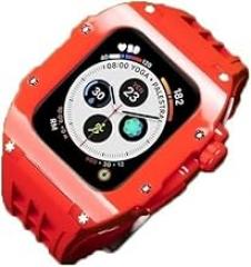 Hard PC Case Rubber Watch Strap，For Apple Watch Ultra Bands for Men, Watch Band Mod Kit 45mm 44mm Shockproof Bumper Cover Fluoroelastomer Band Watch Accessories