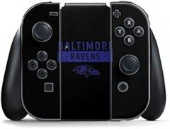 Skinit Decal Gaming Skin Compatible with Nintendo Switch Joy Con Controller - Officially Licensed NFL Baltimore Ravens Black Performance Series Design
